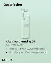 COSRX Pure Fit Cica Cleansing Oil, 6.76 fl. oz / 200ml | Light Weight Oil Purifying Centella for Sensitive Skin | CICA-7 Complex, Jojoba seed oil